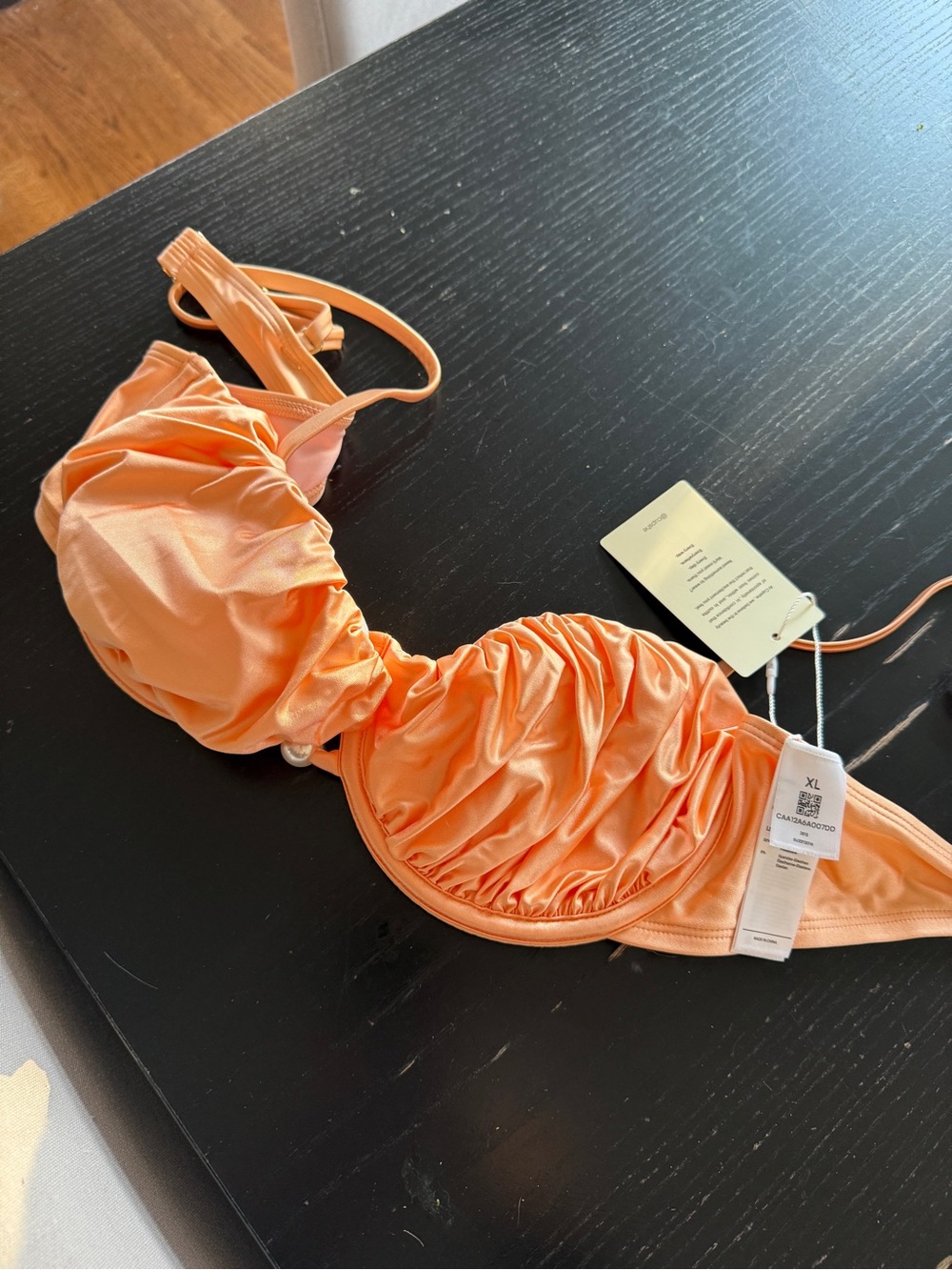 Cupshe Peach Ruched Underwire Bikini Top